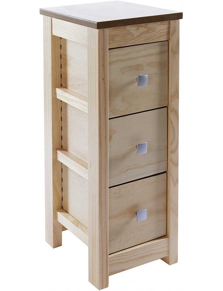 Cajonera de Madera con 3 Cajones Estrecha Almacenaje Armario Color