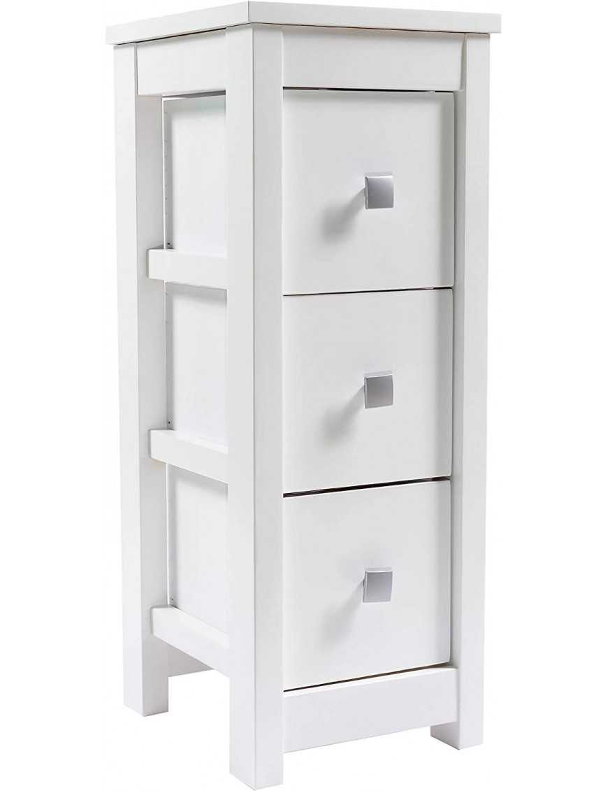 Cajonera Blanca de Madera con 3 Cajones Estrecha Almacenaje Armario